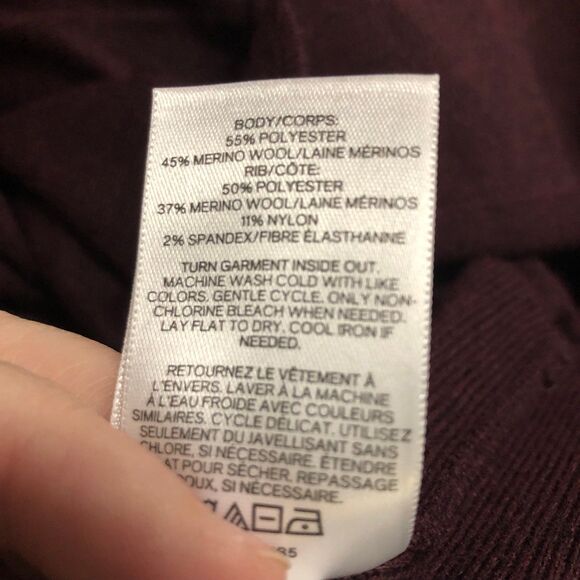 Express Merino Wool Blend Turtleneck Ribbed Knit Sweater, Deep Burgundy SZ M - Picture 8 of 8